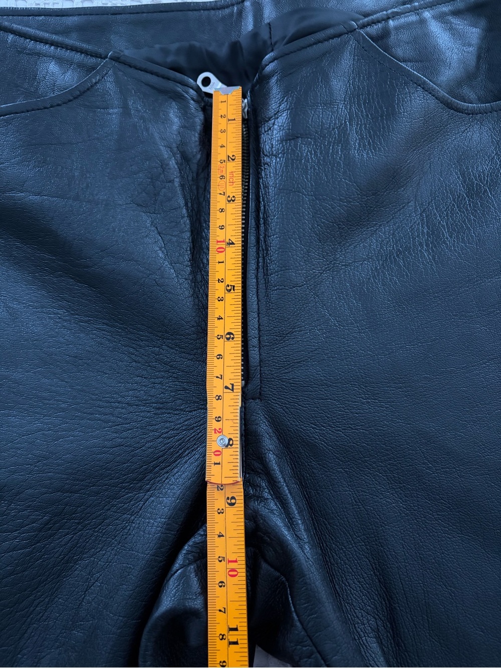 Vintage First Women's Black Genuine Leather Straight Pants Front Zip Lined 12 - Picture 10 of 12